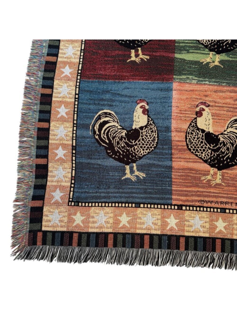 Warren Kimble Rooster Tapestry Throw Blanket 48in x 57in Home Country Farmhouse - Picture 5 of 13
